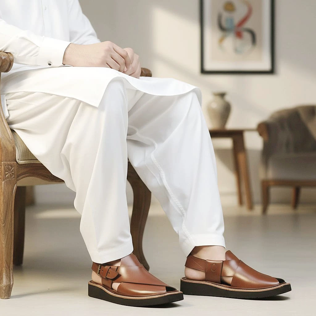 Brown Leather Kaptaan Chappal