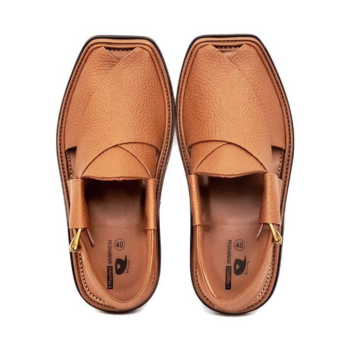 Camel Dotted Leather Peshawari Chappal