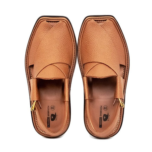 Camel Dotted Leather Peshawari Chappal