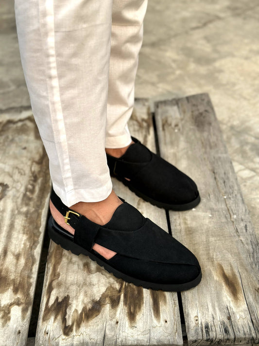 Black Suede Peshawari Sandal
