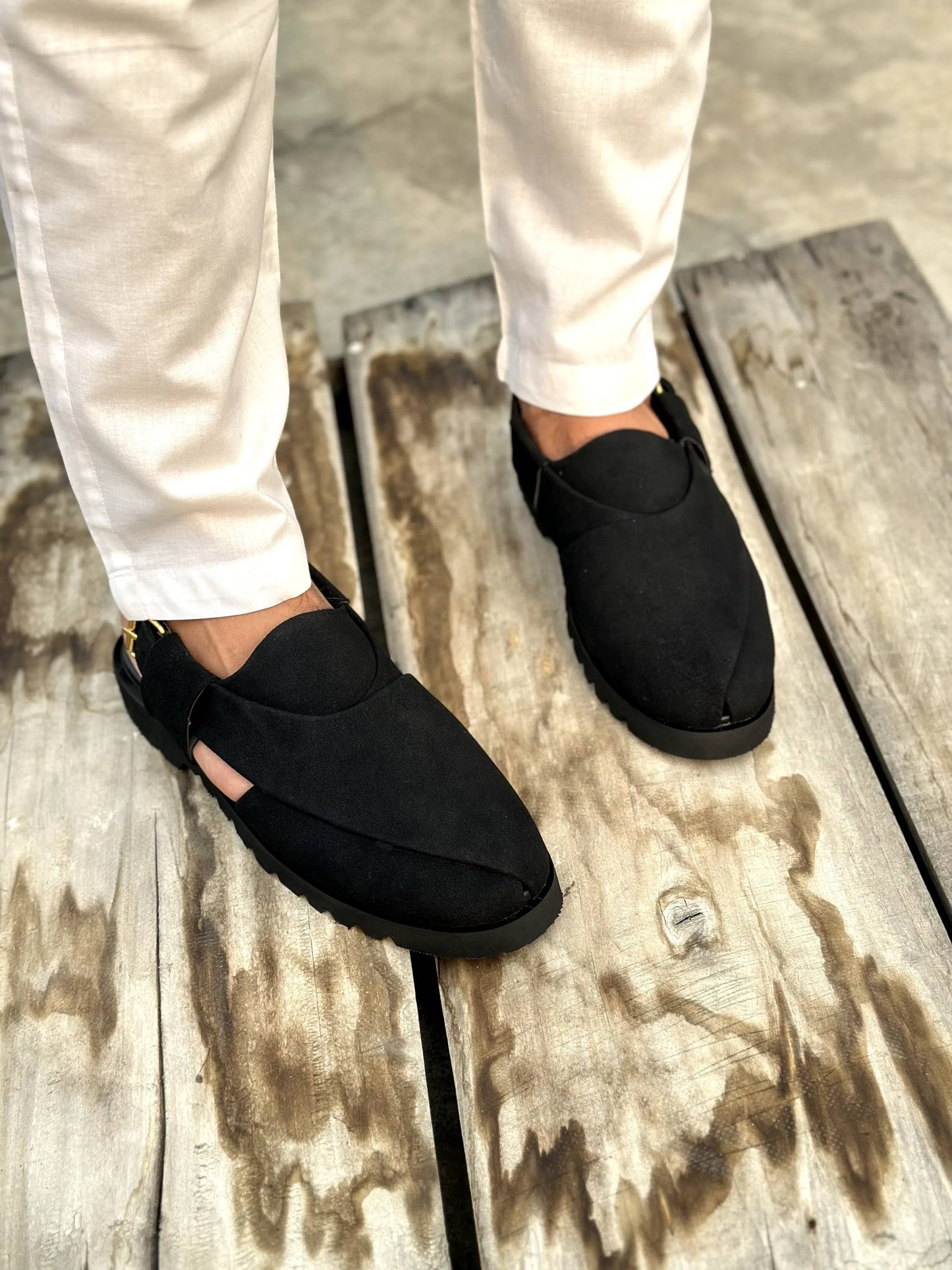 Black Suede Peshawari Sandal
