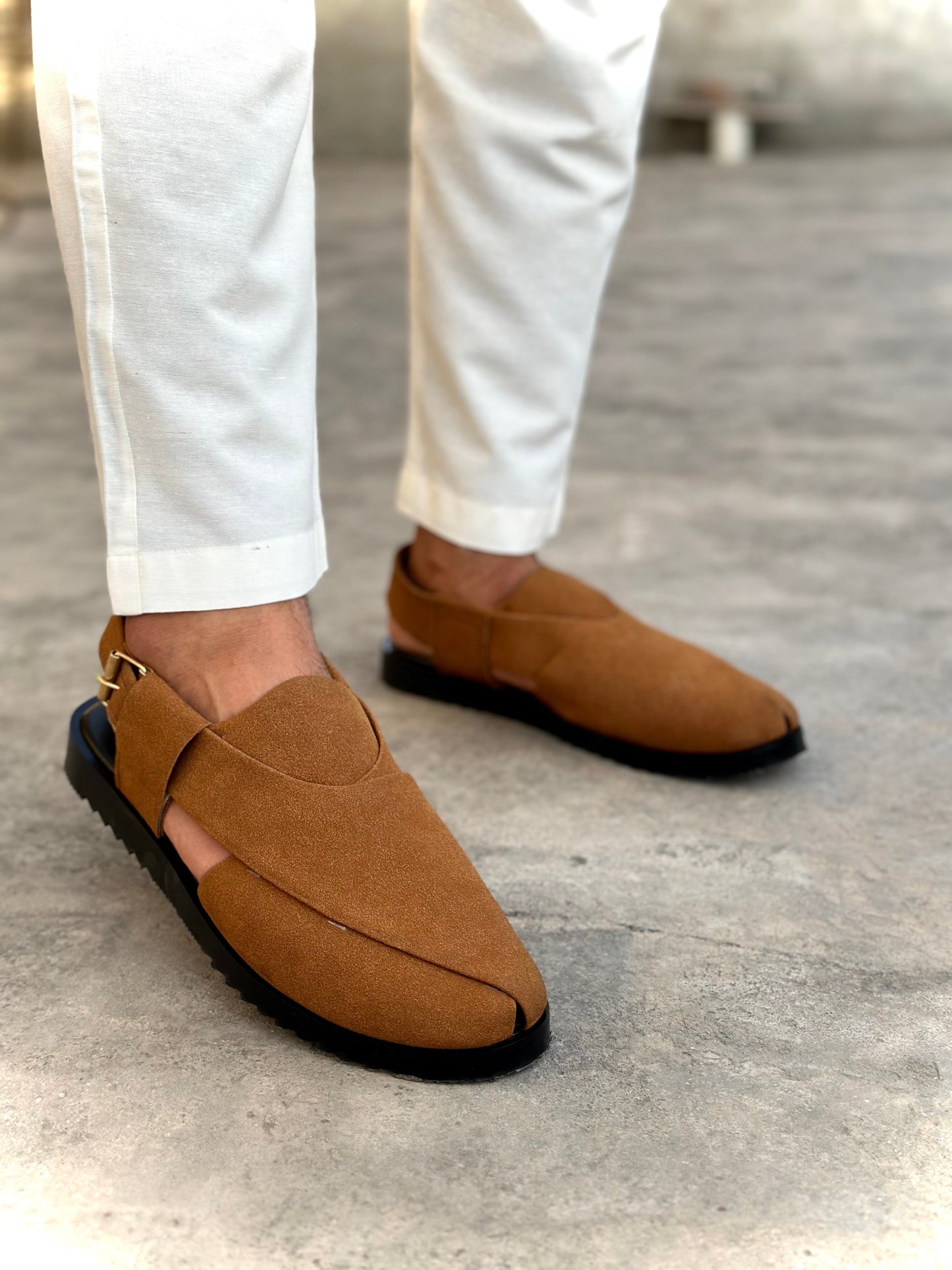 Mustard Suede Peshawari Sandal